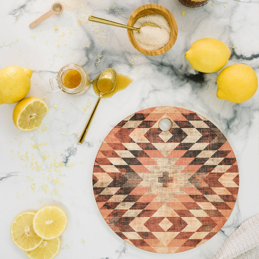 Native Coral Diamond Cutting Board Round