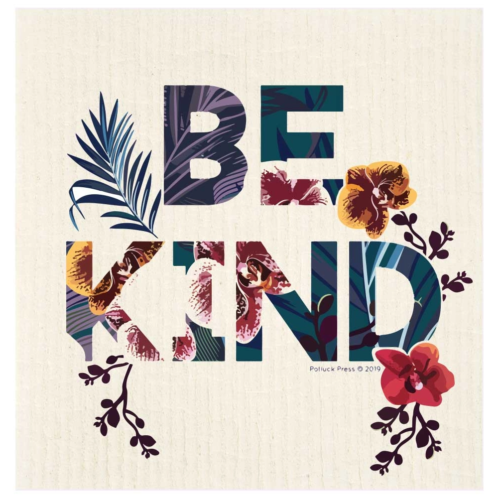 Be Kind Floral Swedish Dishcloth