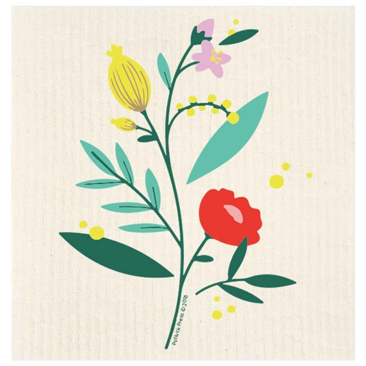 Floral Sprig Swedish Dishcloth