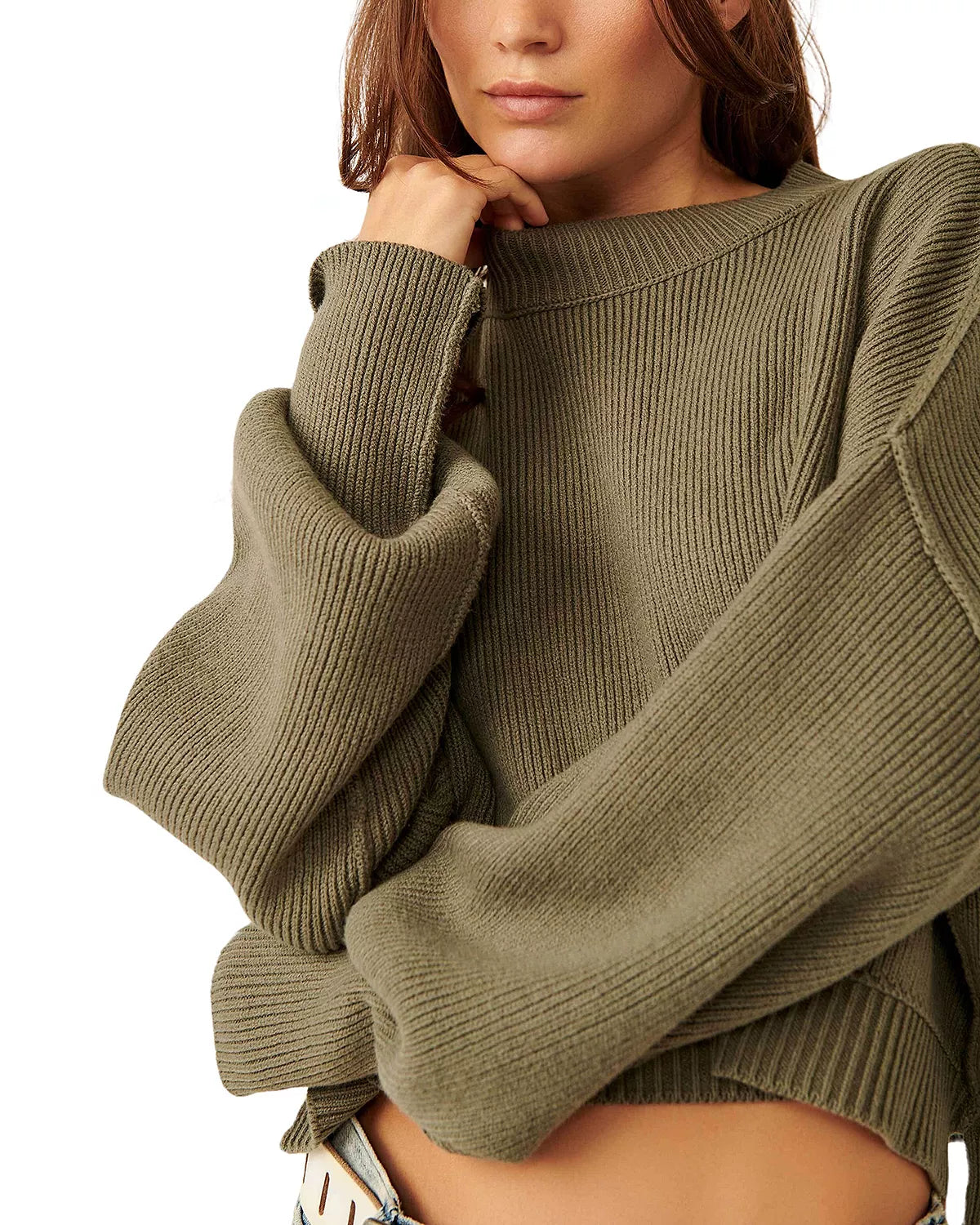 Easy Street Crop Pullover - Dried Basil