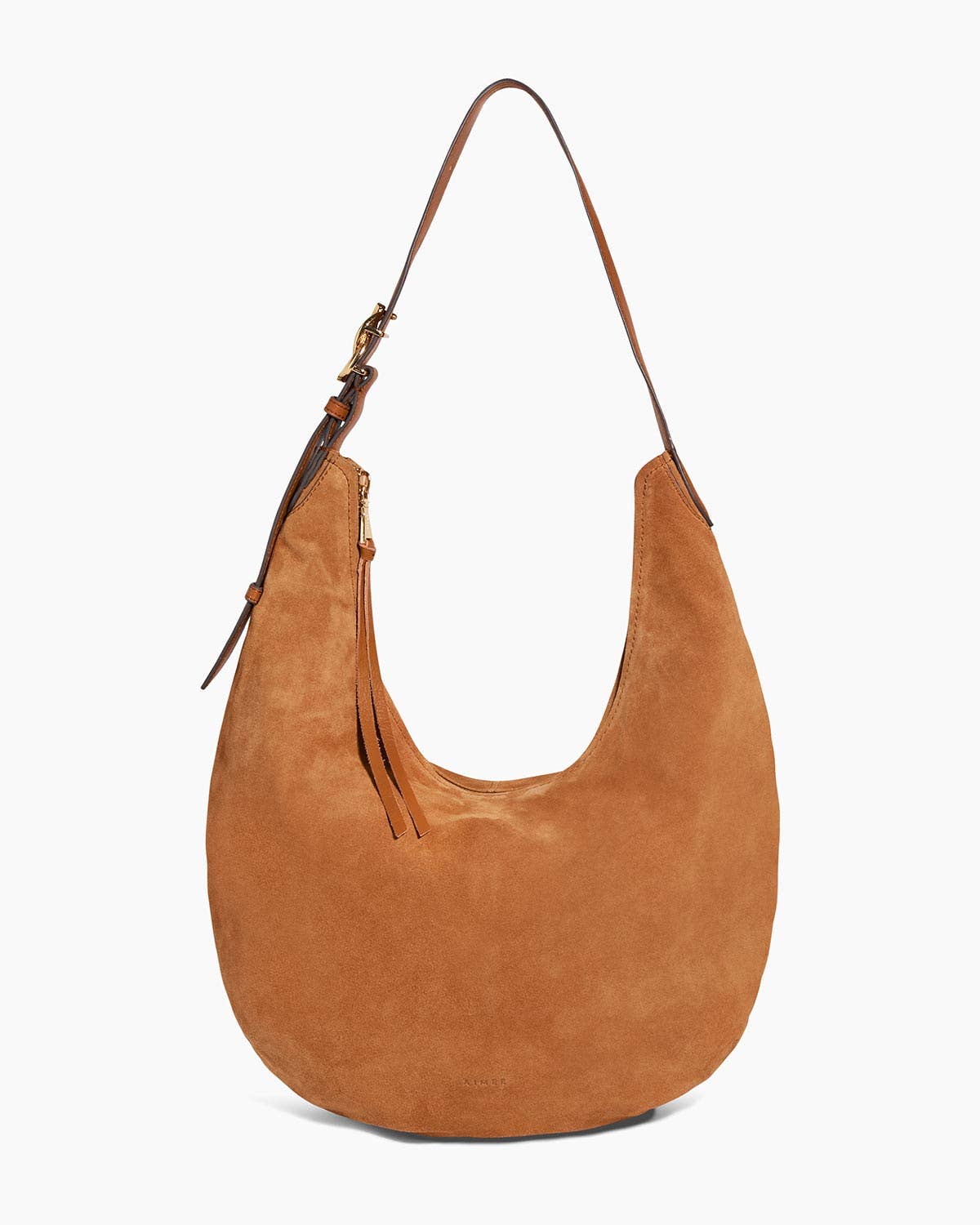 Large brown suede hobo bag with single strap and tassel zipper, designed for everyday use.