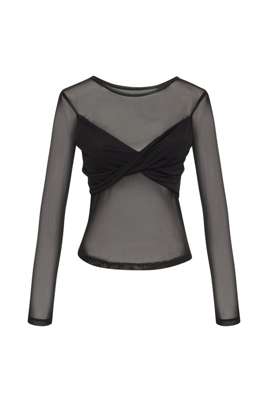 Mesh Twist Top - Black