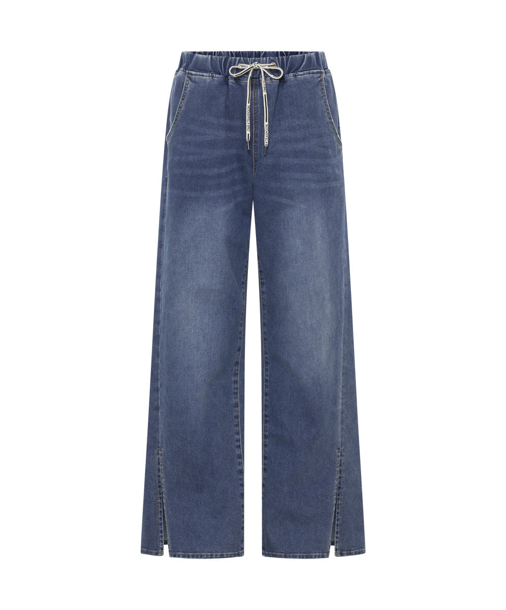 Roadhouse Wide Leg Drawstring Jeans - Deep Blue