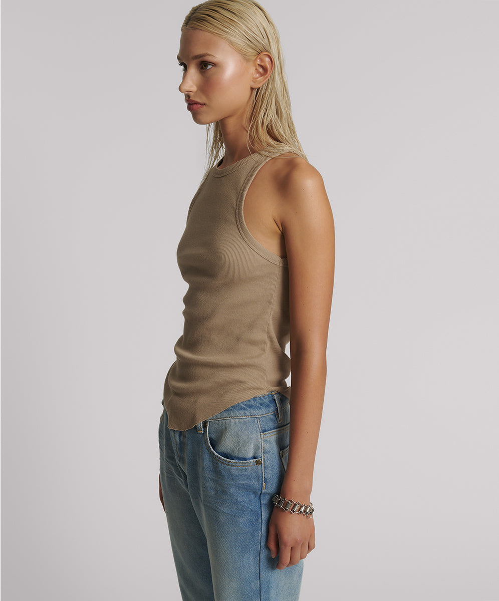 Distressed Ramone Rib Tank - Sand