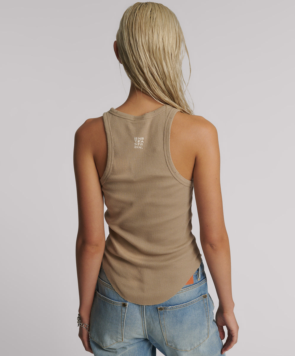 Distressed Ramone Rib Tank - Sand