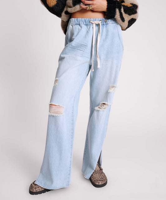 Roadhouse Wide Leg Drawstring Jeans - Sportster Blue