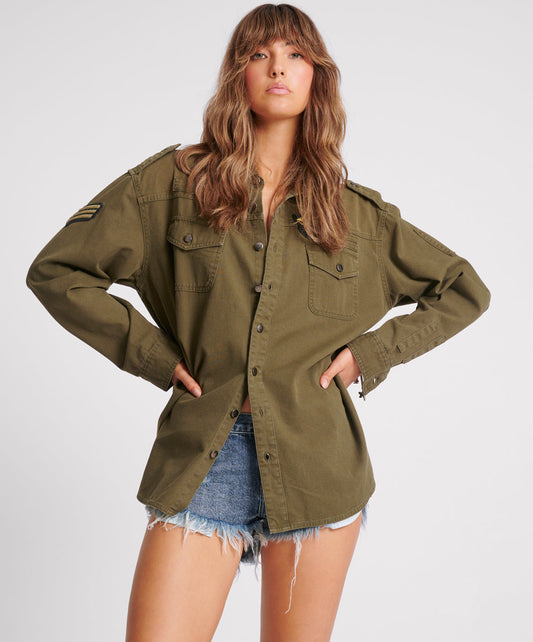 Aviator Eagle Cotton Shirt - Khaki