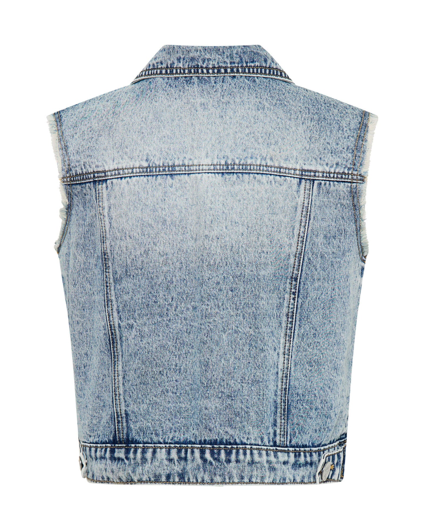 Cropped Denim Trucker Denim Vest - Acid Blue