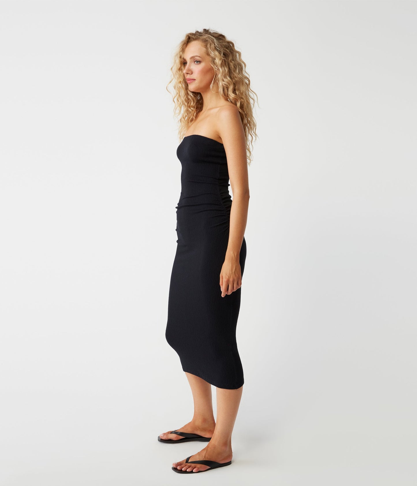 Cobie Strapless Midi Dress - Black