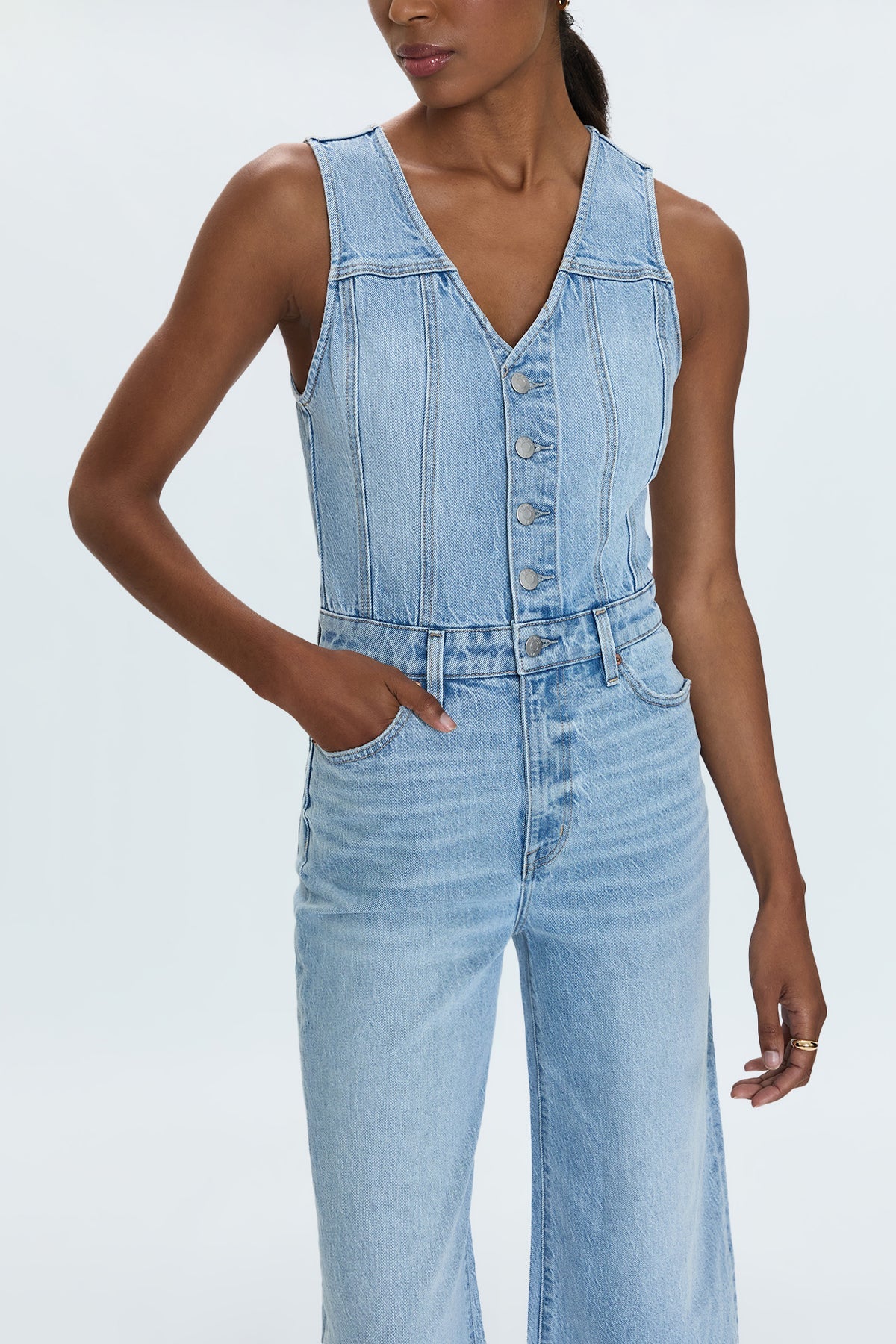 Aria Cropped Fitted Vest Jump Suit - Priority