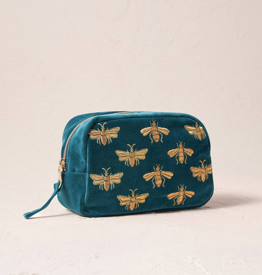 Honey Bee Rich Blue Makeup Bag