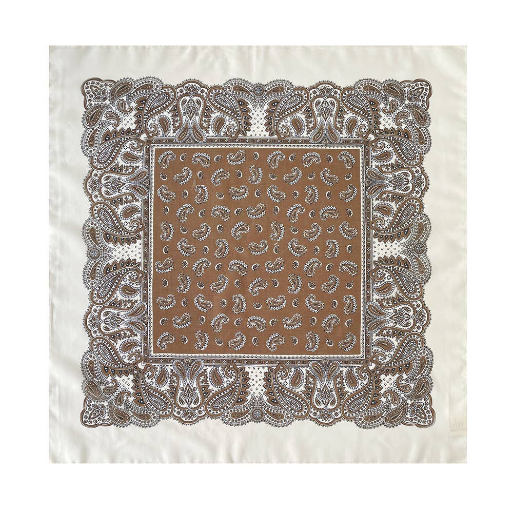 Square paisley patchwork bandana in NO02; cotton scarf ideal for use as a hair accessory or neck tie.