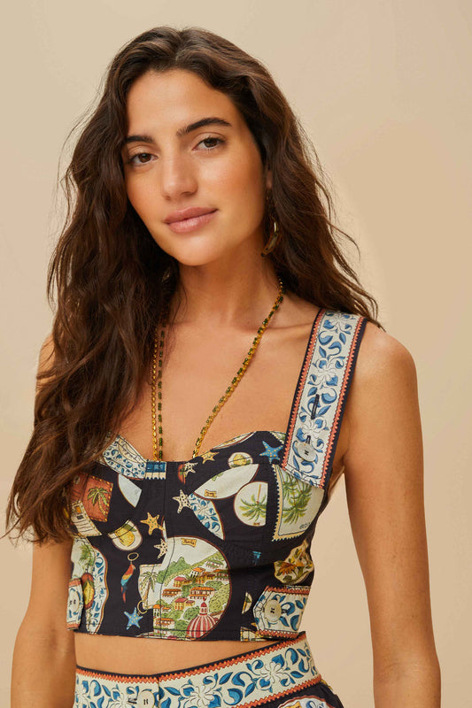 Fresh Souvenir Topstitiching Top - Black