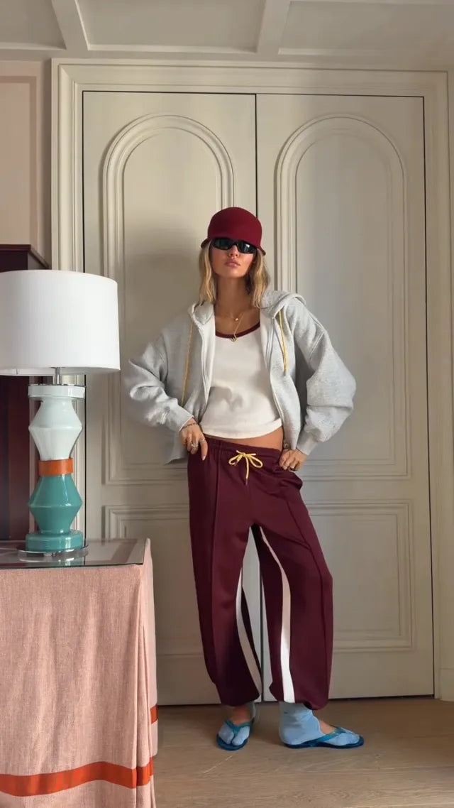 Marnie Wide Leg Pant - Bordeaux