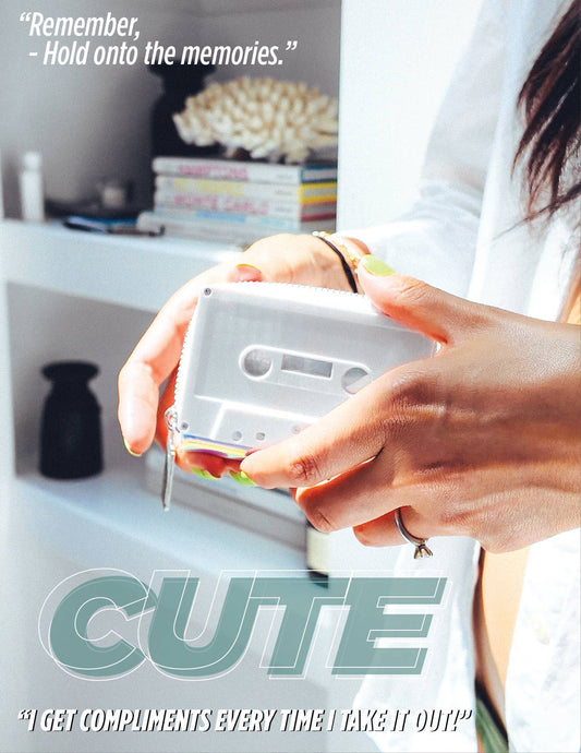 Retro Cassette Tape Wallet - White