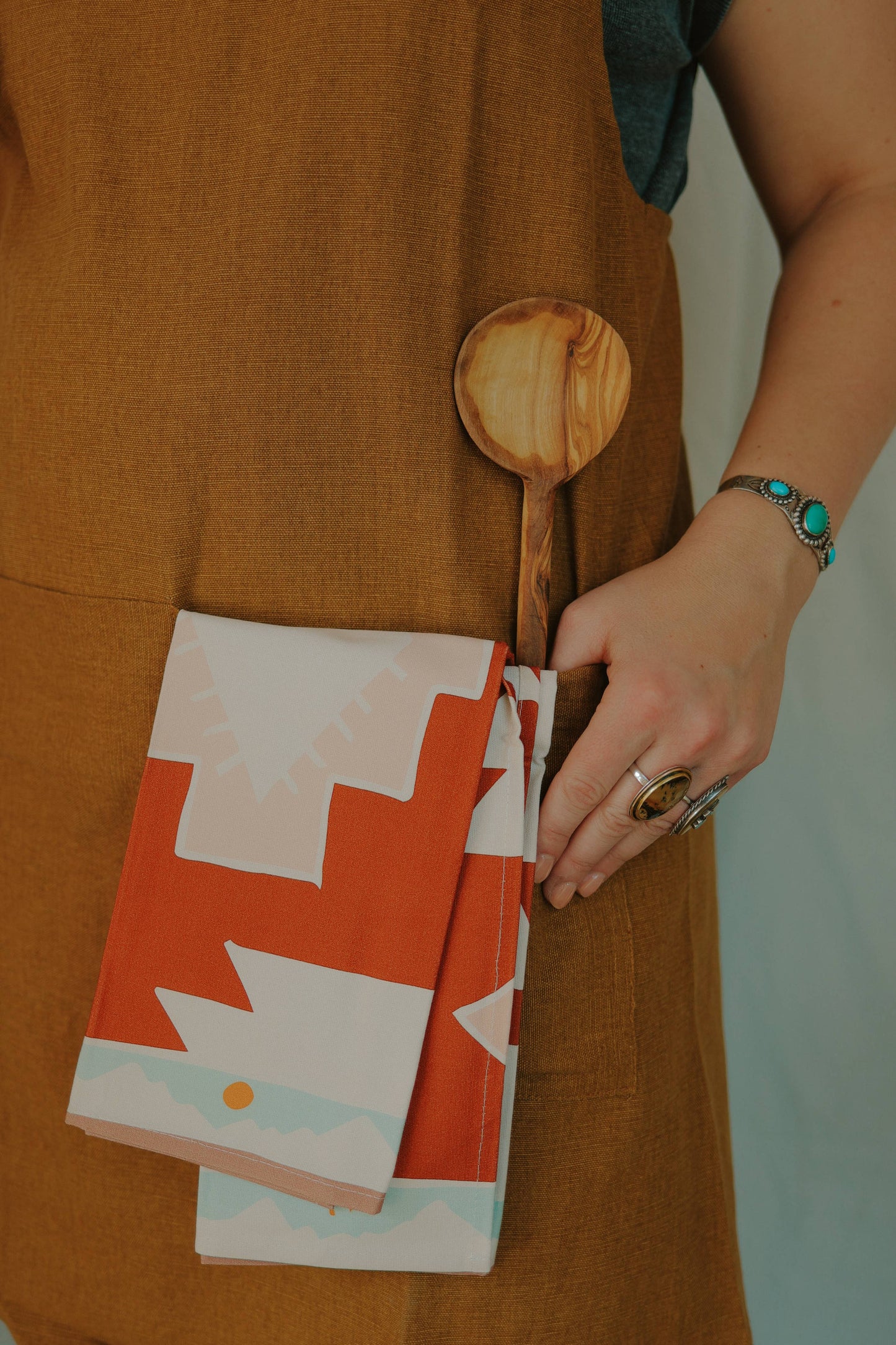 Red Geometric Tea Towel