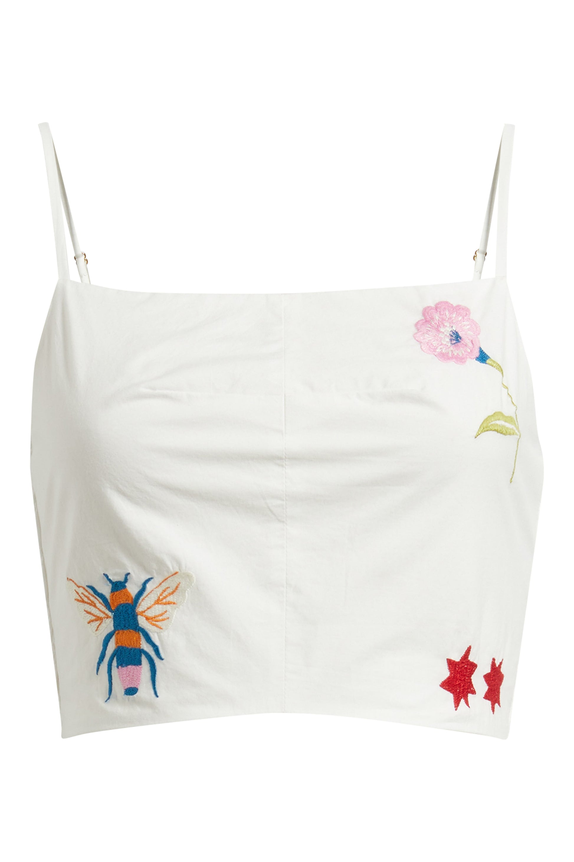 White top with colorful designs 