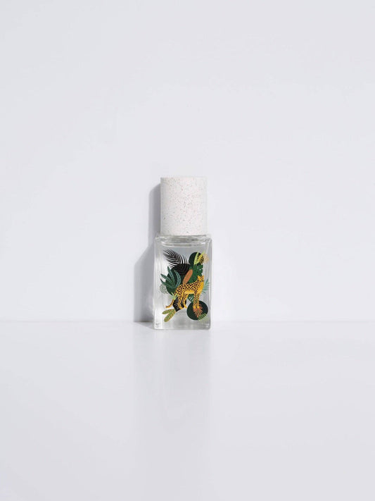 15ml clear glass perfume bottle with white cap, designed for Maison Matine Into The Wild EDP. Woody, spicy fragrance.