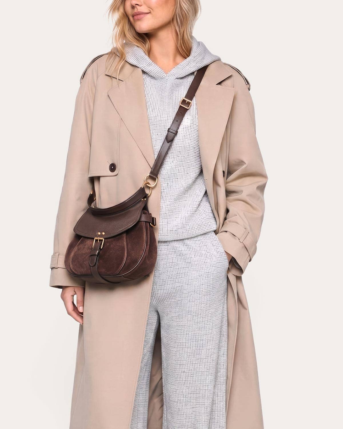 Dash Convertible Crossbody - Fudge Suede