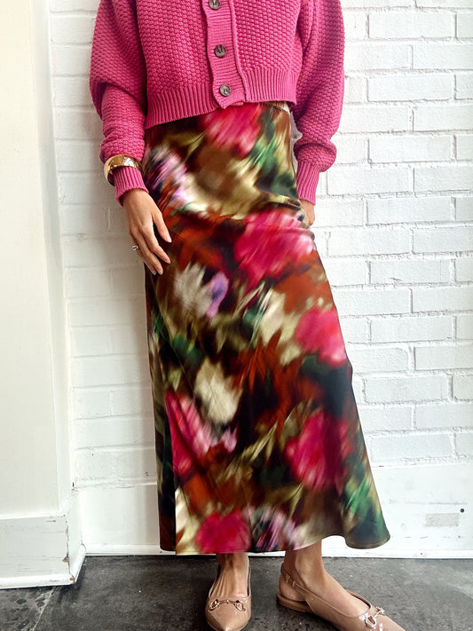Zia Midi Skirt - Blurred Floral