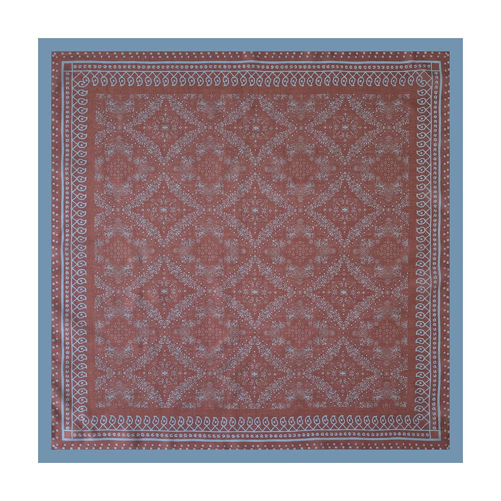 Square cotton bandana in NO07, featuring a Western paisley patchwork design; suitable for hair or accessory use.