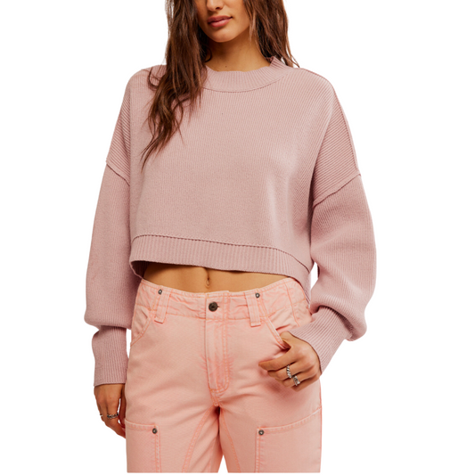 Easy Street Crop Pullover - Lost Petal