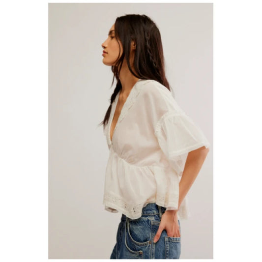 Elle Cutwork Top - Optic White