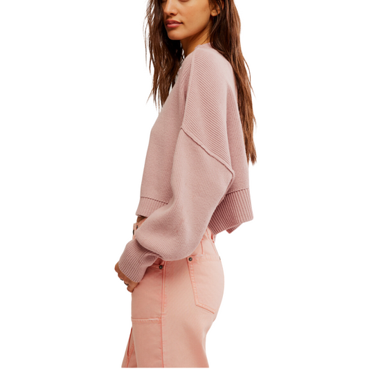 Easy Street Crop Pullover - Lost Petal