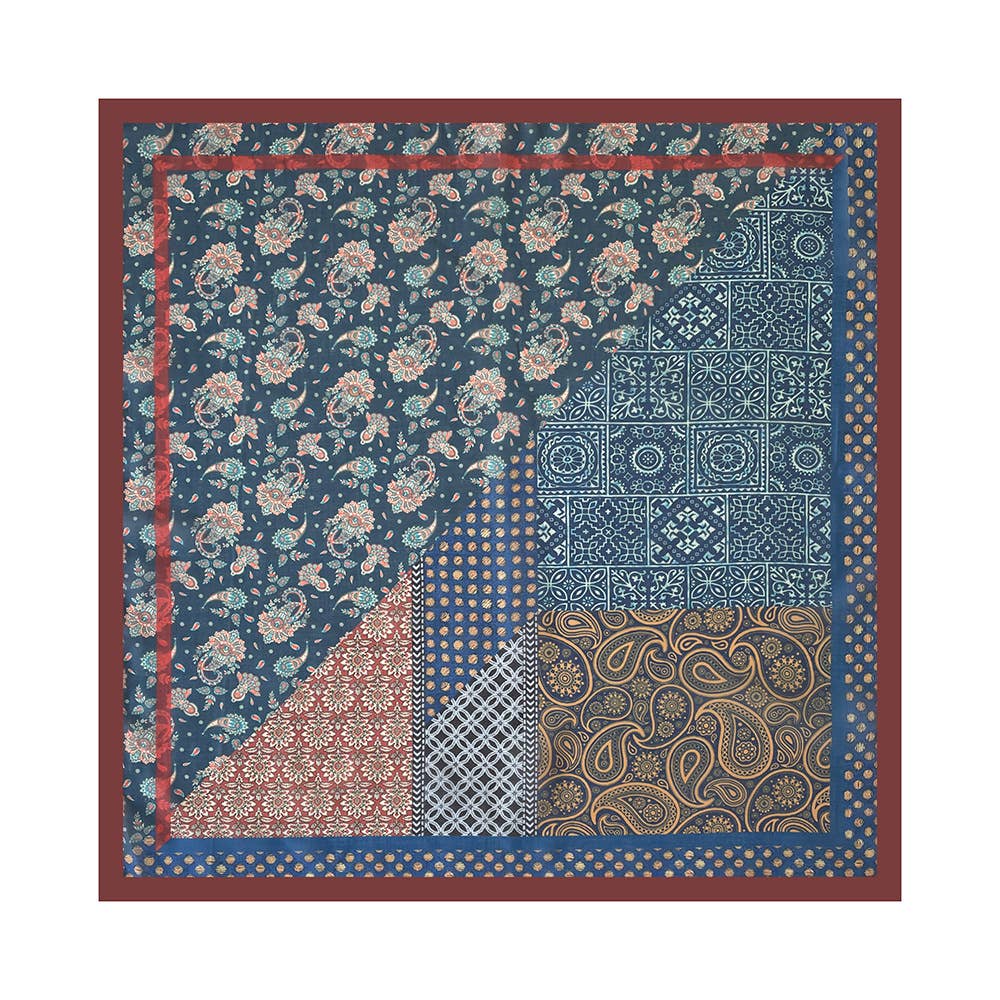 NO05 western paisley patchwork bandana with floral, dot, and geometric patterns; suitable for everyday wear.