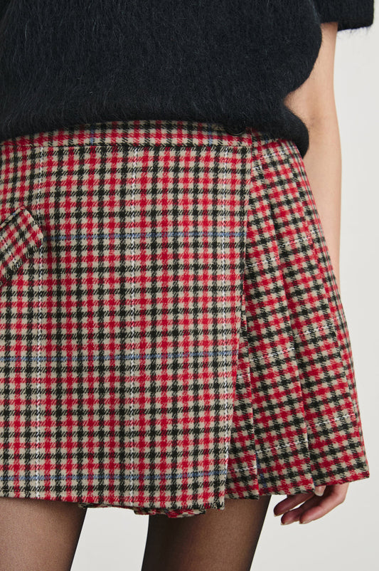 Adriana Skirt - Crimson Mini Check