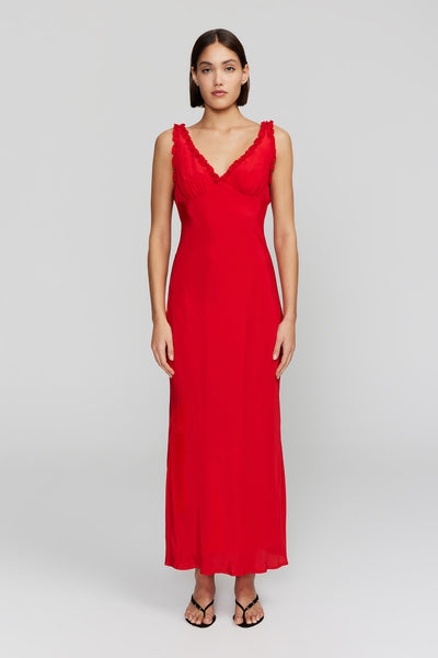 Bella Midi Dress - Cherry Red