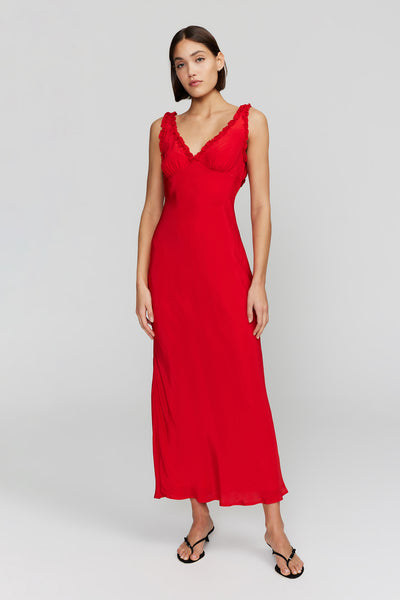 Bella Midi Dress - Cherry Red