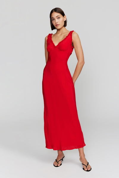 Bella Midi Dress - Cherry Red