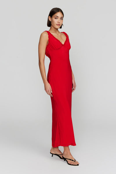 Bella Midi Dress - Cherry Red