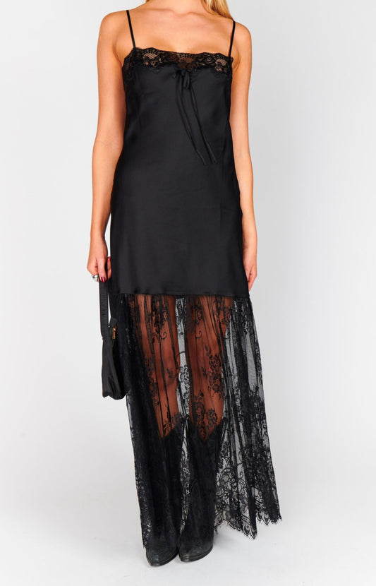 Celine Dress - Black Luxe Satin