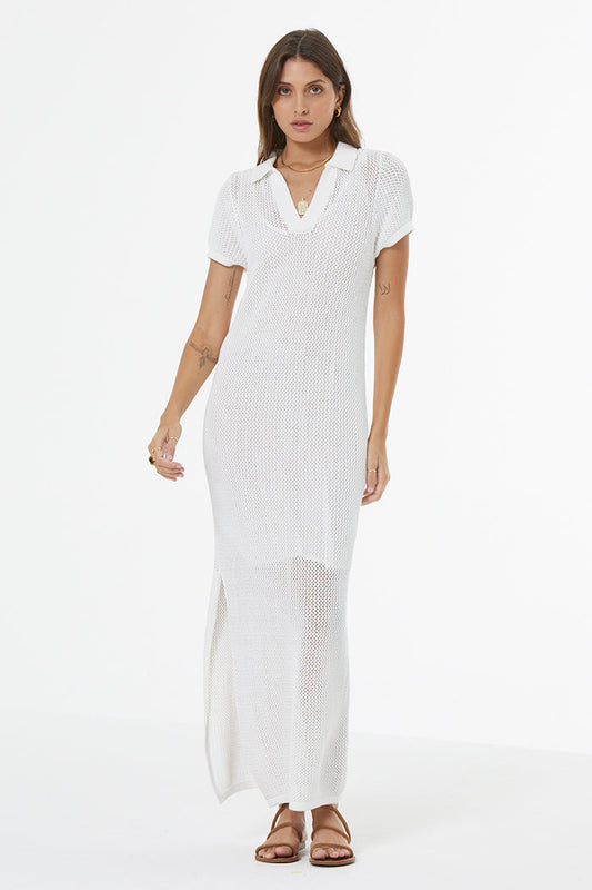 Faye Crochet Dress - Bone