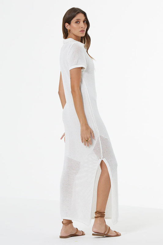Faye Crochet Dress - Bone