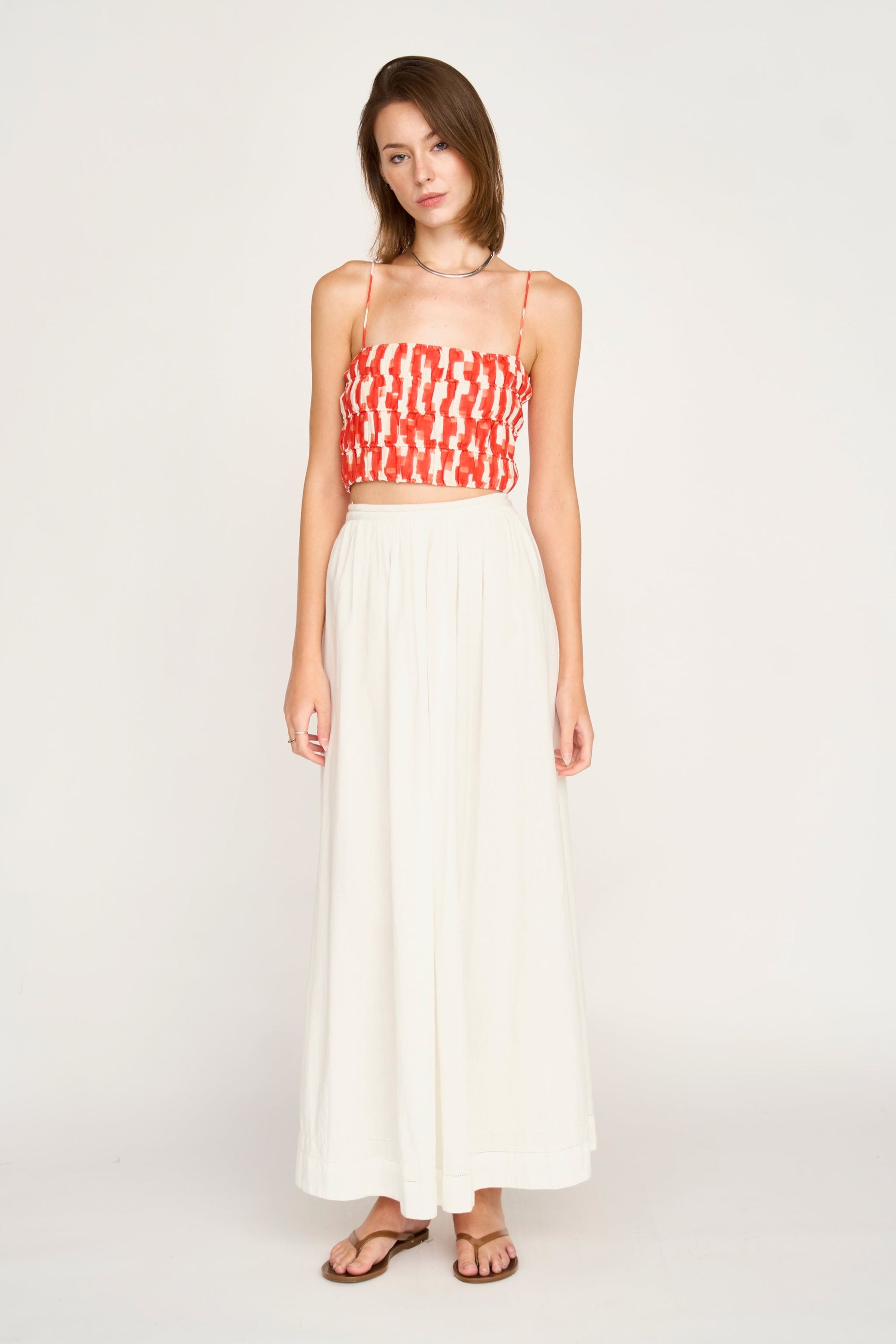 Woman wearing a white skirt