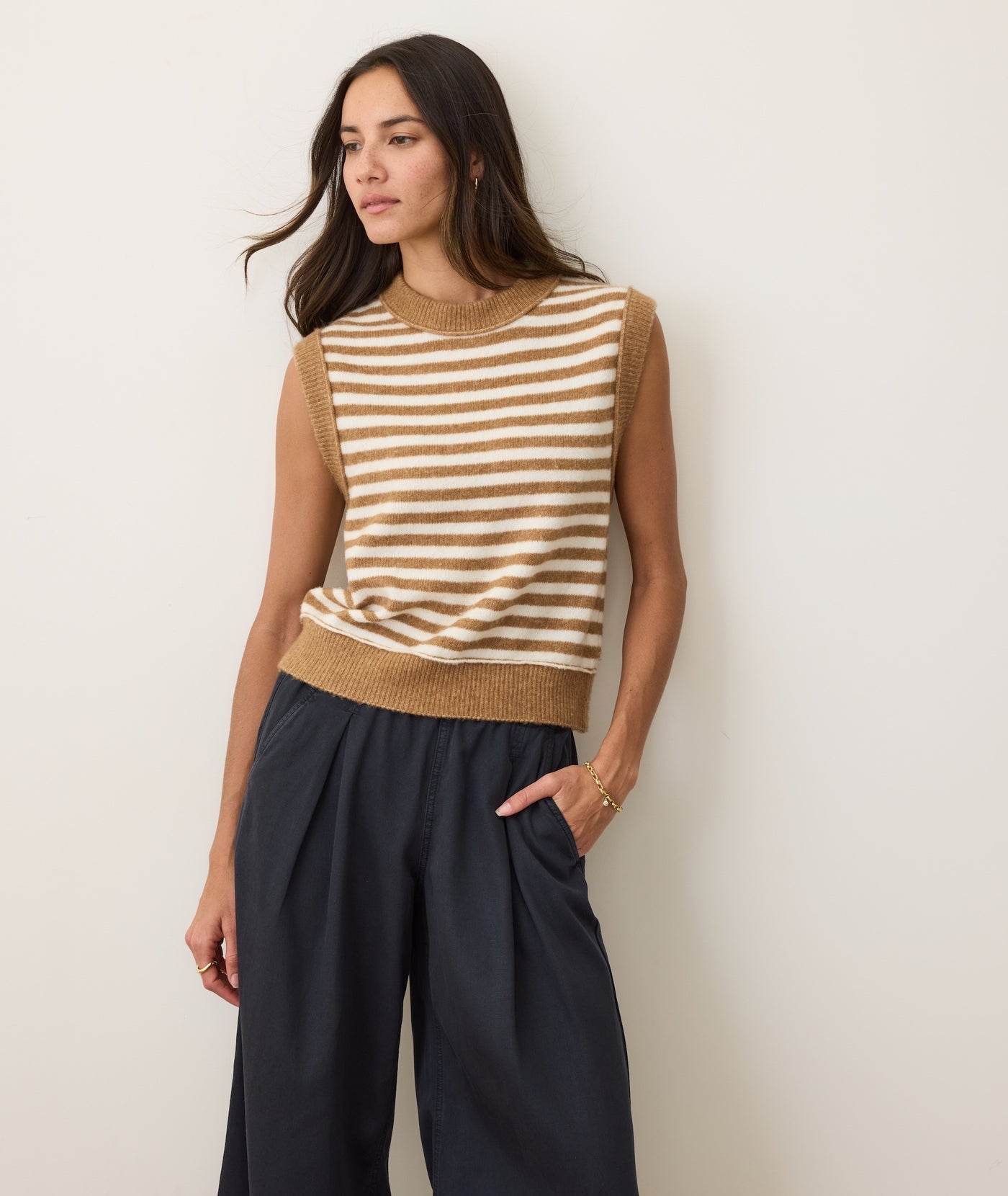 Sausalito Sweater Vest - Nutmeg Stripe