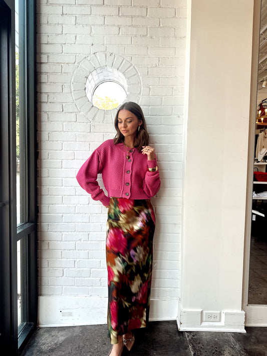 Zia Midi Skirt - Blurred Floral