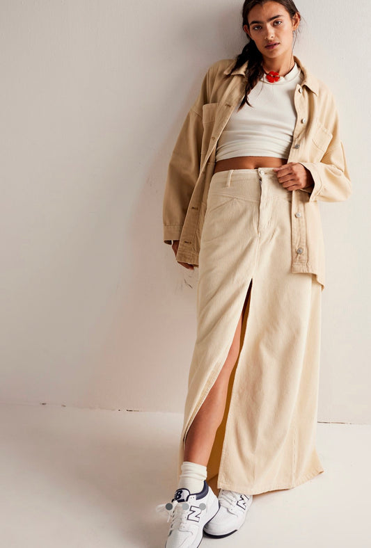Come As You Are Cord Maxi Skirt - Beechwood