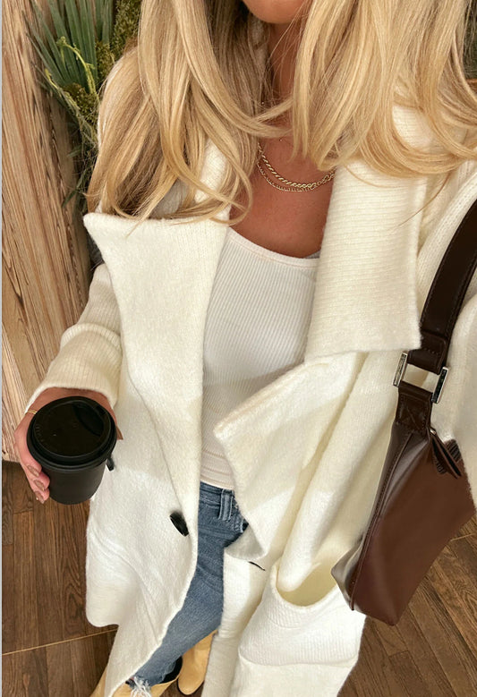 Melrose Sweater Jacket - Cream Knit