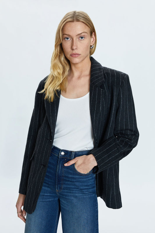 Jane Oversized Blazer - Charcoal Stripe