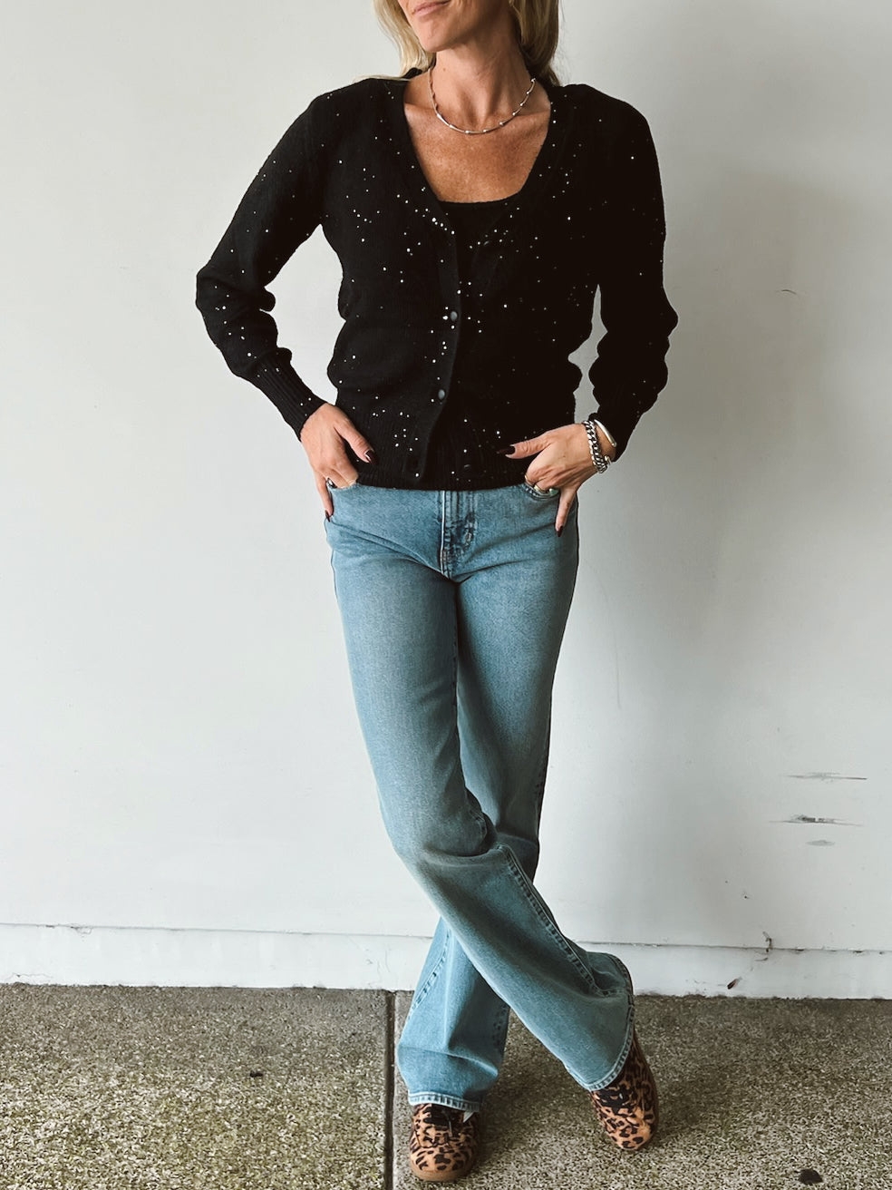 Sparkle Knit Cardigan Set - Black Sparkle