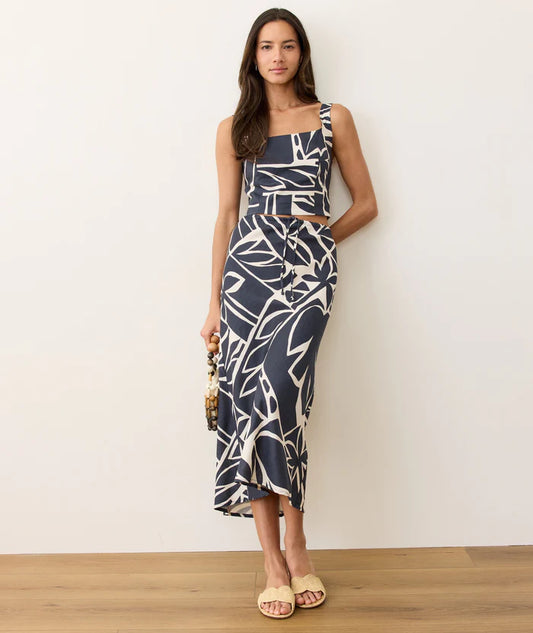 Avery Hemp Midi Skirt-Midnight Mosaic