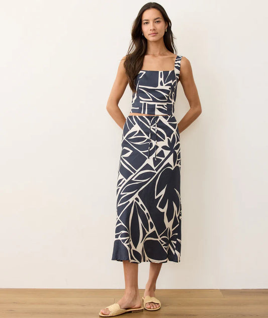 Avery Hemp Midi Skirt-Midnight Mosaic