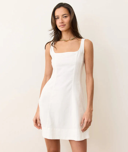 Denisse Hemp Mini Dress-White