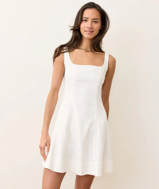 Denisse Hemp Mini Dress-White