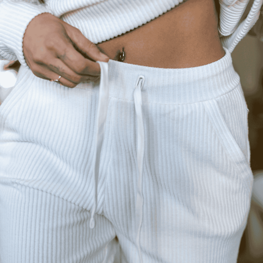 Malibu Ribbed Joggers - Off White