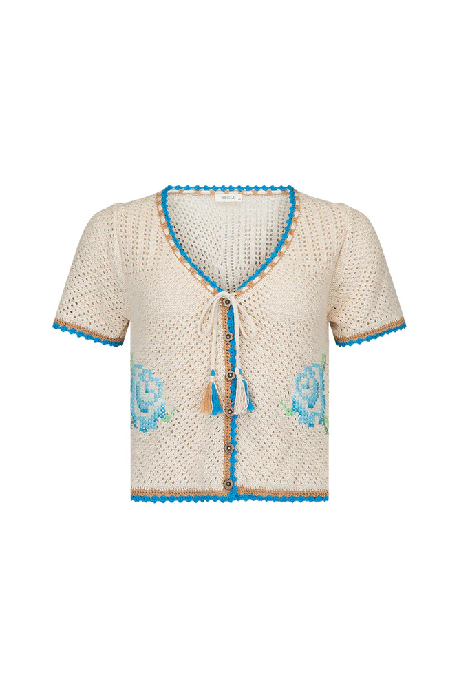 Coastal Granny Short Sleeve Top - Cornflower